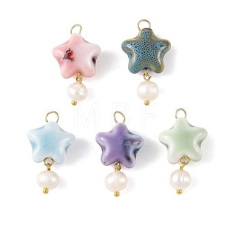 Handmade Porcelain & Natural Freshwater Pearl Pendants PALLOY-JF05926-1