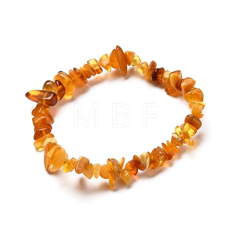 Natural Amber Chip Beads Stretch Bracelet for Kid BJEW-JB06819-01-1