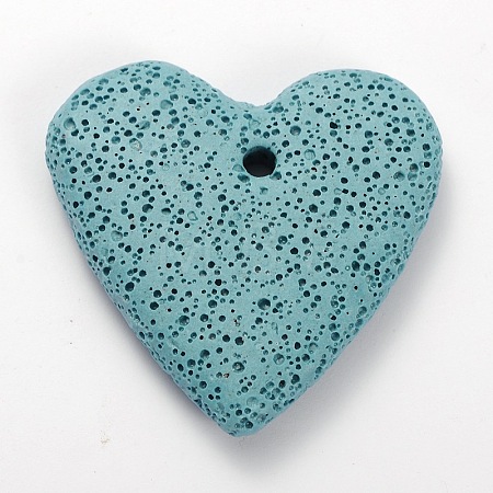 Synthetic Lava Rock Big Flat Heart Pendants G-O025-10D-1
