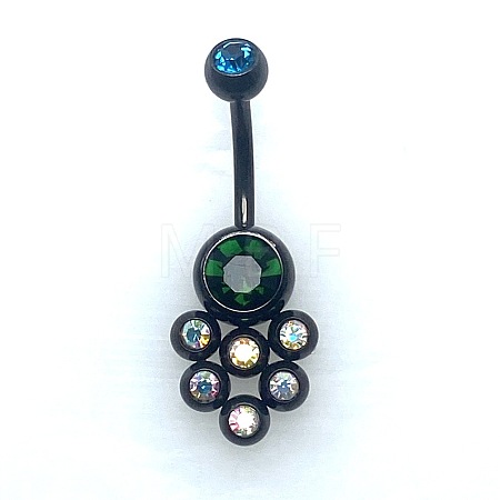 304 Stainless Steel Pave Colorful Cubic Zirconia Curved Barbell Belly Rings FS-WG9F3DF-04-1