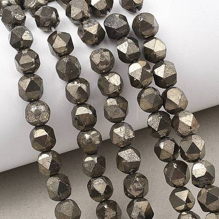 Natural Gold Pyrite/Golden Pyrite Beads Strands G-G458-I01-8mm-1