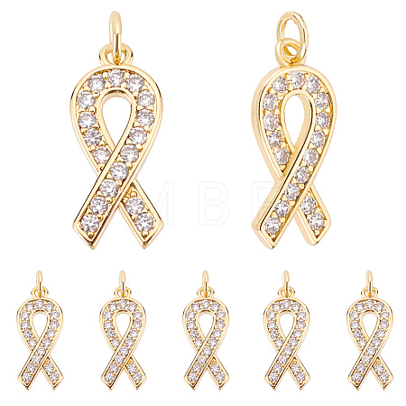 10Pcs Brass Micro Pave Clear Cubic Zirconia Pendants KK-BBC0004-12-1