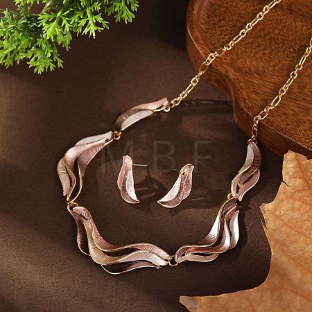 Alloy Enamel Wave Pendant Necklaces & Stud Earrings Sets for Women FS-WG9F57A-01-1