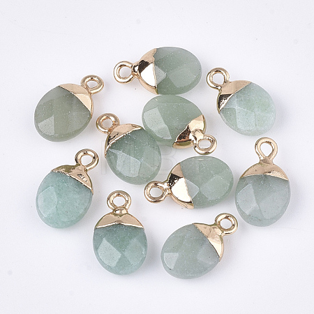 Electroplate Natural Green Aventurine Charms X-G-S344-09J-1