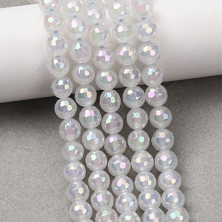 Electroplated Natural Agate Beads Strands G-B191-A07-6mm-01-1