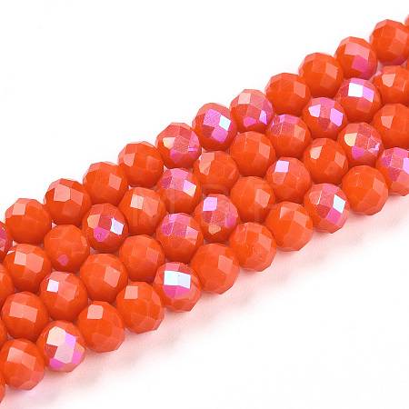 Electroplate Opaque Solid Color Glass Beads Strands X-EGLA-A044-P6mm-L03-1-1