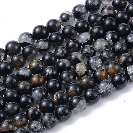 Natural Black Tourmaline Beads Strands X-G-F666-05A-6mm-1