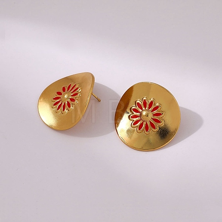 304 Stainless Steel Enamel Stud Earrings WG9395F-01-1