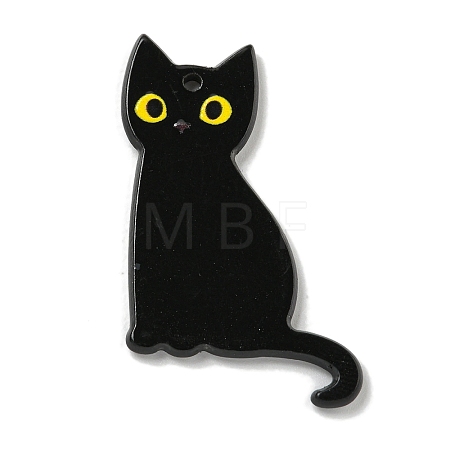 Halloween Black Cat Acrylic Pendants MACR-U005-01A-1