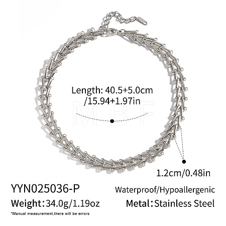 Vintage Style 304 Stainless Steel Triangle V Shaped Link Chain Necklaces for Women JI3504-2-1
