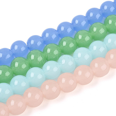 Imitation Jade Glass Beads Strands GLAA-N058-6mm-C01-1