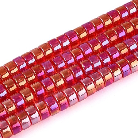 AB Color Plated Transparent Glass Beads Strands LS-GLAA-T026-4x8mm-T10-1