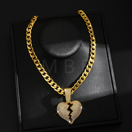 Hip-hop Style Zinc Alloy Crystal Rhinestone Pendant Cuban Link Chain Necklaces FS-WG425B8-17-1