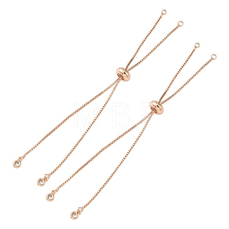 Rack Plating Brass Box Chain Slider Bracelets MAK-YW0001-04RG-1