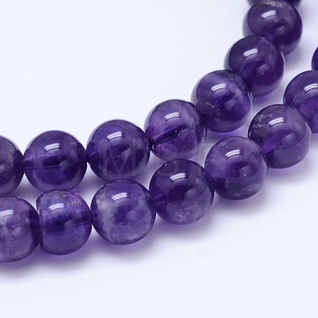 Natural Amethyst Round Bead Strands G-M212-6mm-01B-1