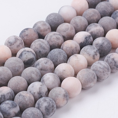 Natural Pink Zebra Jasper Beads Strands G-J376-46F-6mm-1