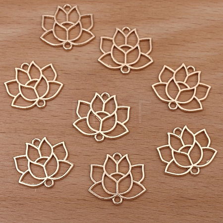 Alloy Hollow Lotus Flower Links Connector Charms PW-WG102FB-03-1