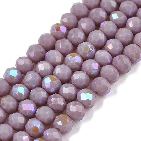 Electroplate Opaque Solid Color Glass Beads Strands EGLA-A044-P4mm-L13-1