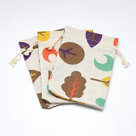 Printed Polycotton(Polyester Cotton) Packing Pouches Drawstring Bags ABAG-T004-10x14-19-1