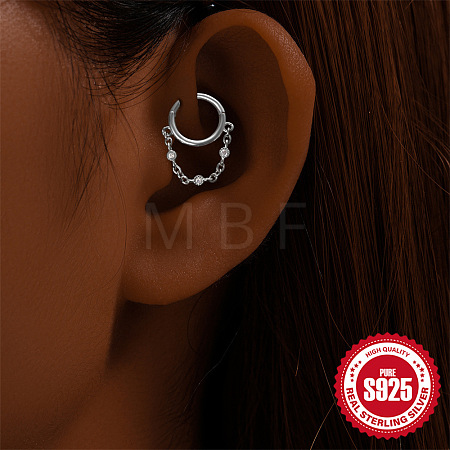 925 Sterling Silver Clear Cubic Zirconia Hoop Cartilage Earrings FS-WG5B1DD-04-1