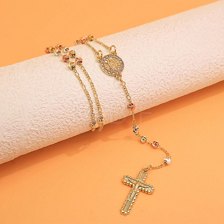 Vintage 304 Stainless Steel Round Rosary Bead Necklaces VJ4936-2-1