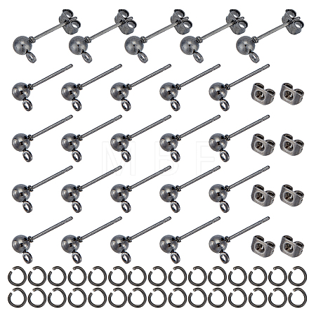 100Pcs Iron Ball Stud Earring Findings KK-UN0001-33-1