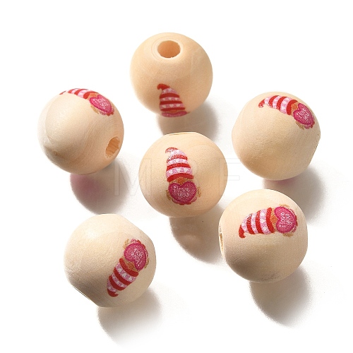 Valentine's Day Element Printed Wood Beads WOOD-R002-01-02-1