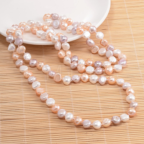 Natural Pearl Nuggets Beaded Necklace NJEW-P126-B-01C-01-1