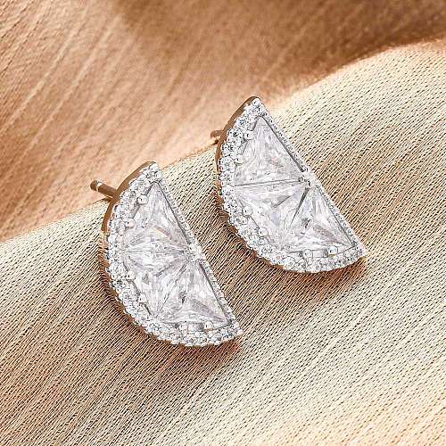 Brass Micro Pave Clear Cubic Zirconia Stud Earrings EJEW-Q015-15P-1