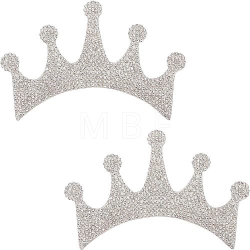 Crown Shape Glass Rhinestone Car Stickers DIY-WH0171-17-1