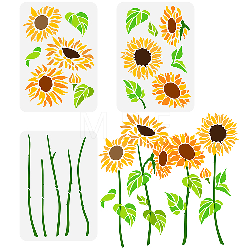 3Pcs 3 Styles PET Hollow Out Drawing Painting Stencils DIY-WH0394-0054-1