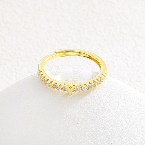 Adjustable Brass Micro Pave Clear Cubic Zirconia Finger Rings for Women FS-WG712C8-25-1