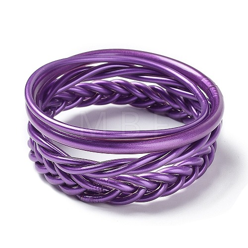 4Pcs 4 Style Plastic Cord Braided Stretch Bracelets Set BJEW-R313-02B-1