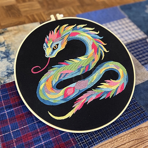 DIY Dragon Pattern Embroidery Kits for Beginners PW-WG0AF0D-05-1