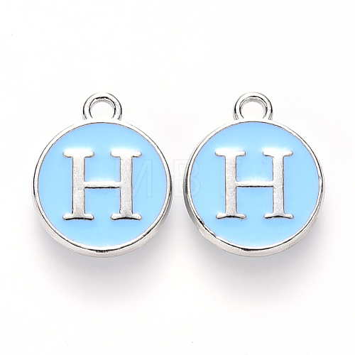 Platinum Plated Alloy Enamel Charms X-ENAM-S118-04H-P-1