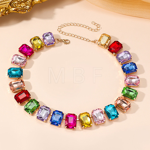 Alloy Colorful Rhinestone Cup Chain Necklaces for Women FS-WG72CA4-01-1