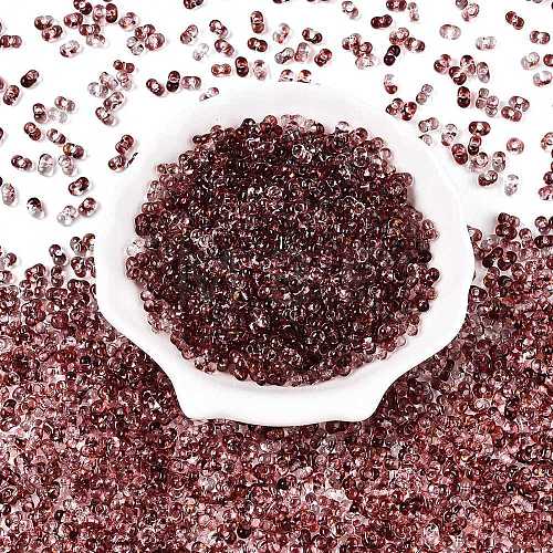 Spray Painted with Glitter Powder Glass Seed Beads SEED-T007-09A-1