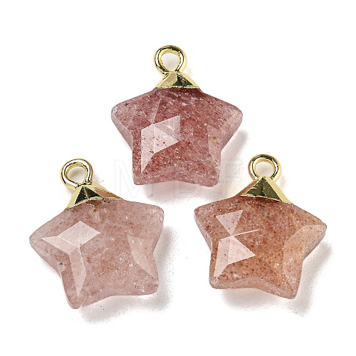 Natural Strawberry Quartz Pendants G-P540-01G-08-1