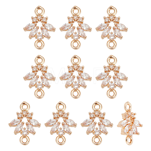 BENECREAT 10Pcs Brass Crystal Rhinestone Connector Charms KK-BC0001-50-1