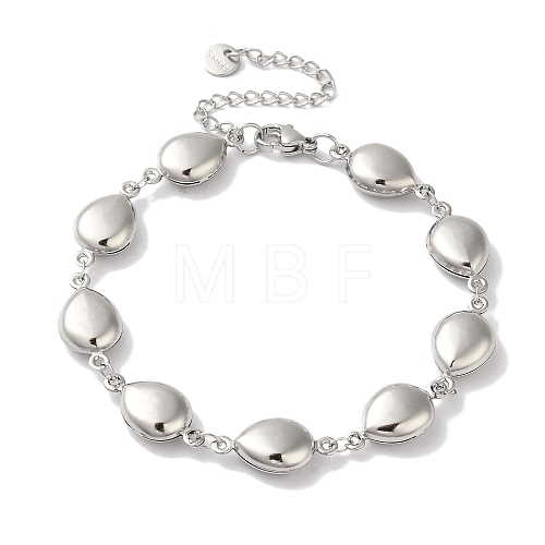304 Stainless Steel Teardrop Link Chain Bracelets for Women BJEW-I315-07P-1