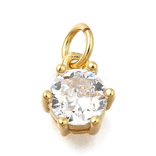 Brass Pave Cubic Zirconia Pendants KK-V002-23G-01-1