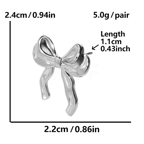 Sweet 304 Stainless Steel Bowknot Stud Earrings FM1995-1-1