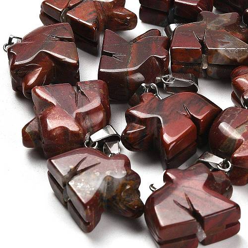 Natural Red Rainbow Jasper Pendants G-B127-02P-02-1