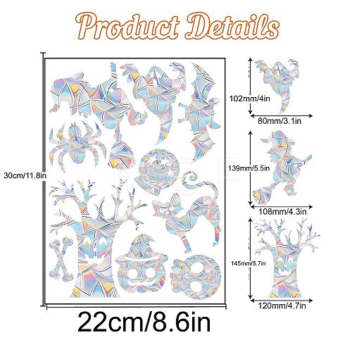 Halloween Rainbow Prism Electrostatic Window Stickers PW-WGB3250-01-1