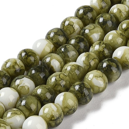 Baking Paint Glass Bead Strands GLAA-H031-01A-14-1