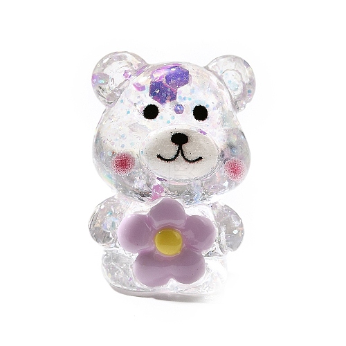 Transparent Resin Little Bear Ornament RESI-S015-01C-1