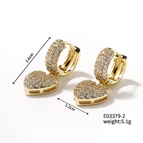 Elegant Copper Inlaid Zircon Heart Hoop Earrings MC3224-2-1