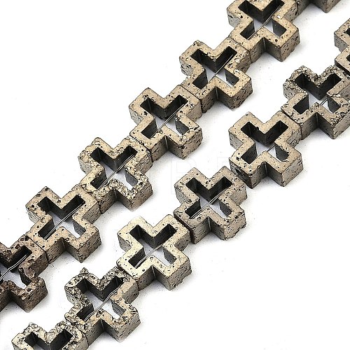 Electroplated Natural Lava Rock Beads Strands G-K388-02G-1