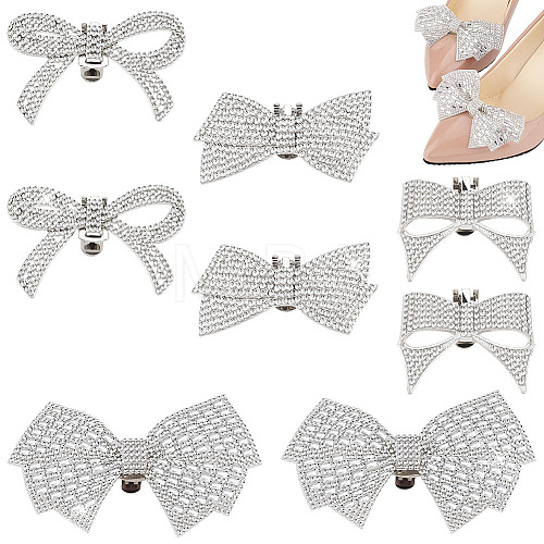 AHADERMAKER 8Pcs 4 Styles Bowknot Alloy Rhinestone Shoe Decorations AJEW-GA0006-99-1