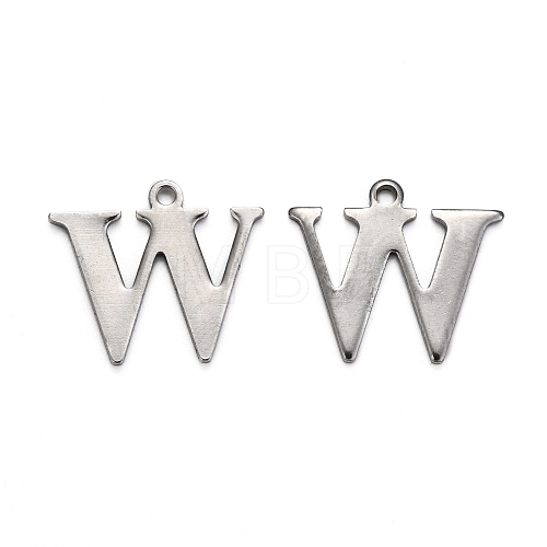 304 Stainless Steel Alphabet Charms STAS-H122-W-P-1